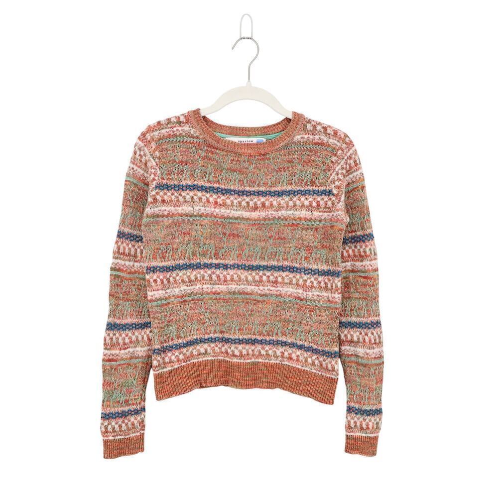 Anthropologie Sparrow Fair Isle Metallic Sweater Pull Over Size S/M